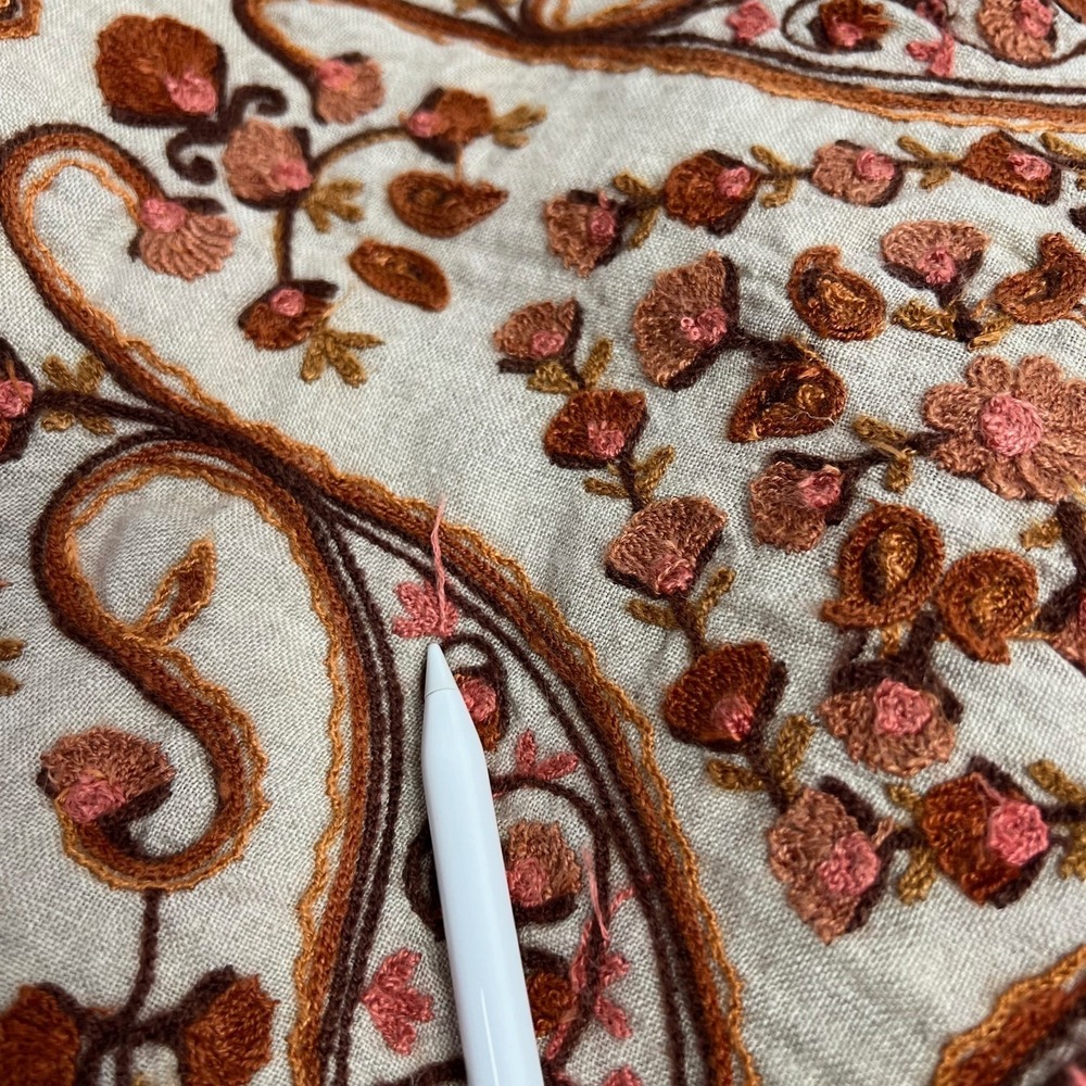 VTG Soft Surroundings XL Embroidered 100% Linen Lined Kimono Jacket Coat Paisley - Picture 14 of 14